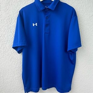 Men’s Under Armour Loose Heat Gear Polo XL Royal Blue/White Logo